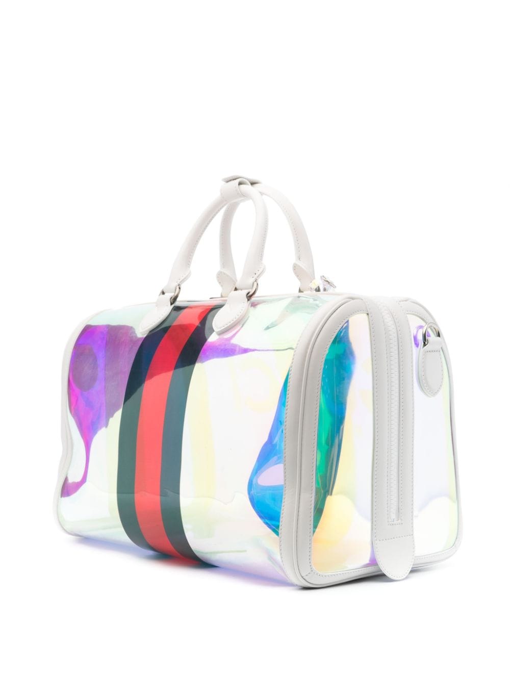 Shop Gucci Web-print Holographic Holdall In 蓝色