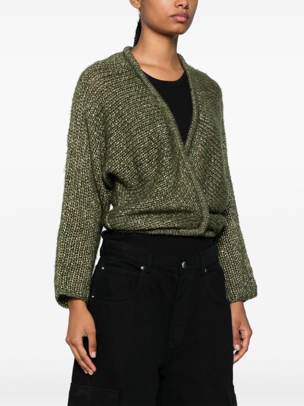 Luisa Cerano chunky-knit wrap jumper - Groen