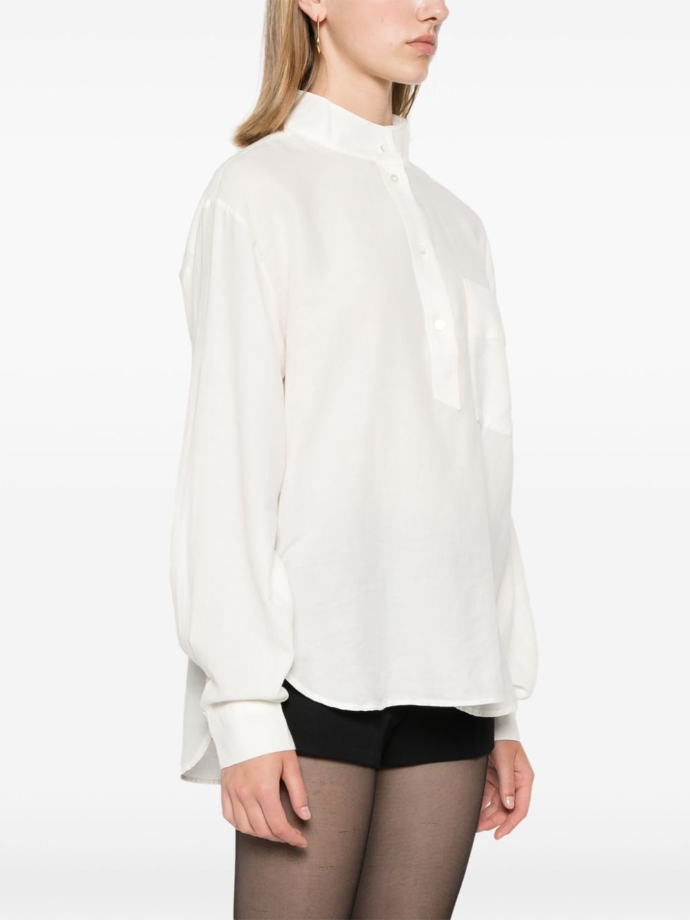 Shop Closed Stand-up Collar Jersey Blouse In White