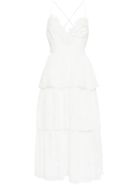 Self-Portrait floral appliqué layered midi dress