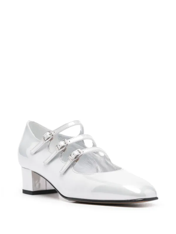 パンプス Carel Silver Low-Heeled Mary Jane 05 Shoes Alice - Silver leather Mary Janes pumps | Carel Paris