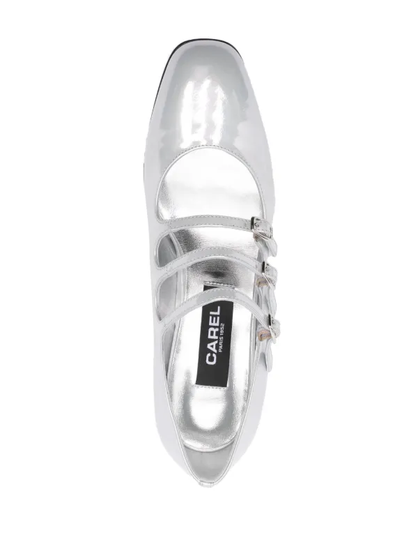 パンプス Carel Silver Low-Heeled Mary Jane 05 Shoes Alice - Silver leather Mary Janes pumps | Carel Paris