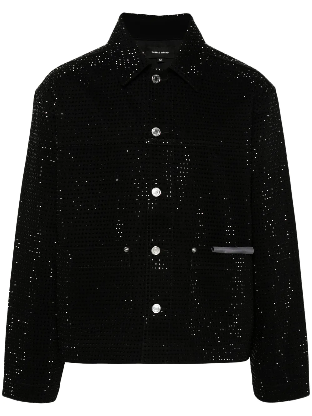 Purple Brand Chore crystal-embellished jacket - Black