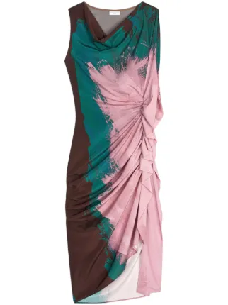 DRIES VAN NOTEN abstract print Silk Dress Pink FARFETCH ID