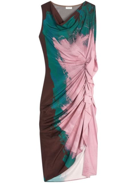 DRIES VAN NOTEN abstract-print silk dress