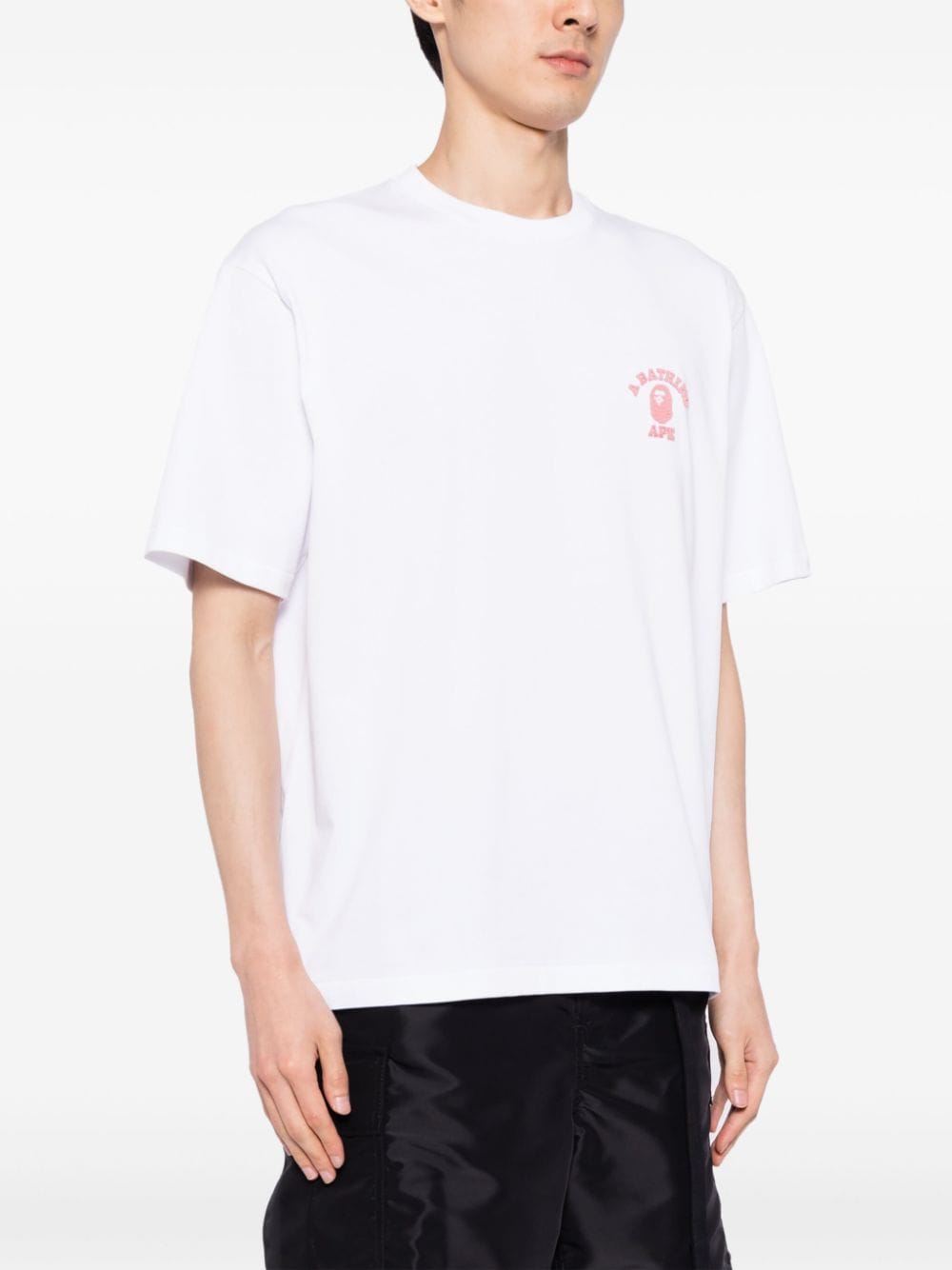 Shop A Bathing Ape Textured Logo Cotton T-shirt In White