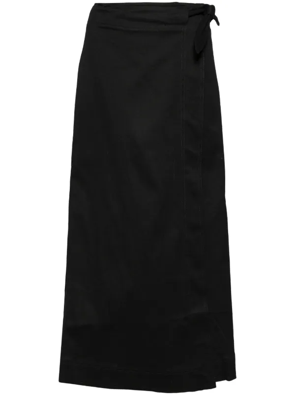*GANNI* コットンラップスカート GANNI ラップAラインスカート | ブラック | FARFETCH JP