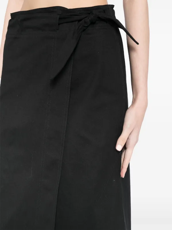 *GANNI* コットンラップスカート GANNI ラップAラインスカート | ブラック | FARFETCH JP