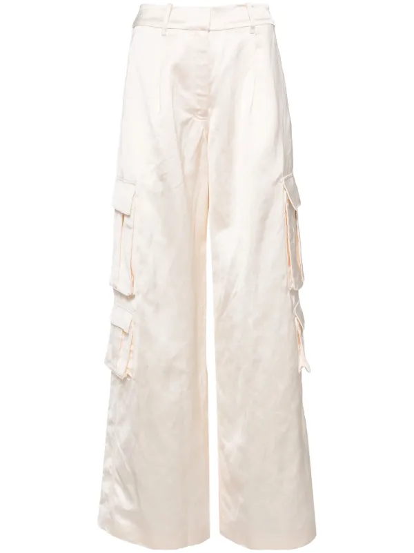 Self-Portrait High-waisted Straight-leg Cargo Trousers in Neutrals