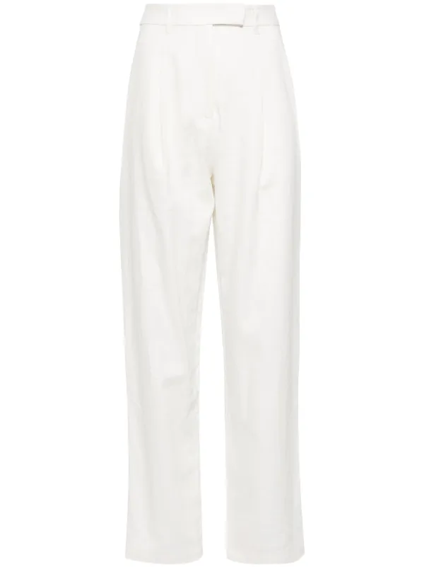 Self-Portrait｜SLACKS (LINEN TROUSERS (PF24103PW-WHITE)) White Linen Trousers – self-portrait-US