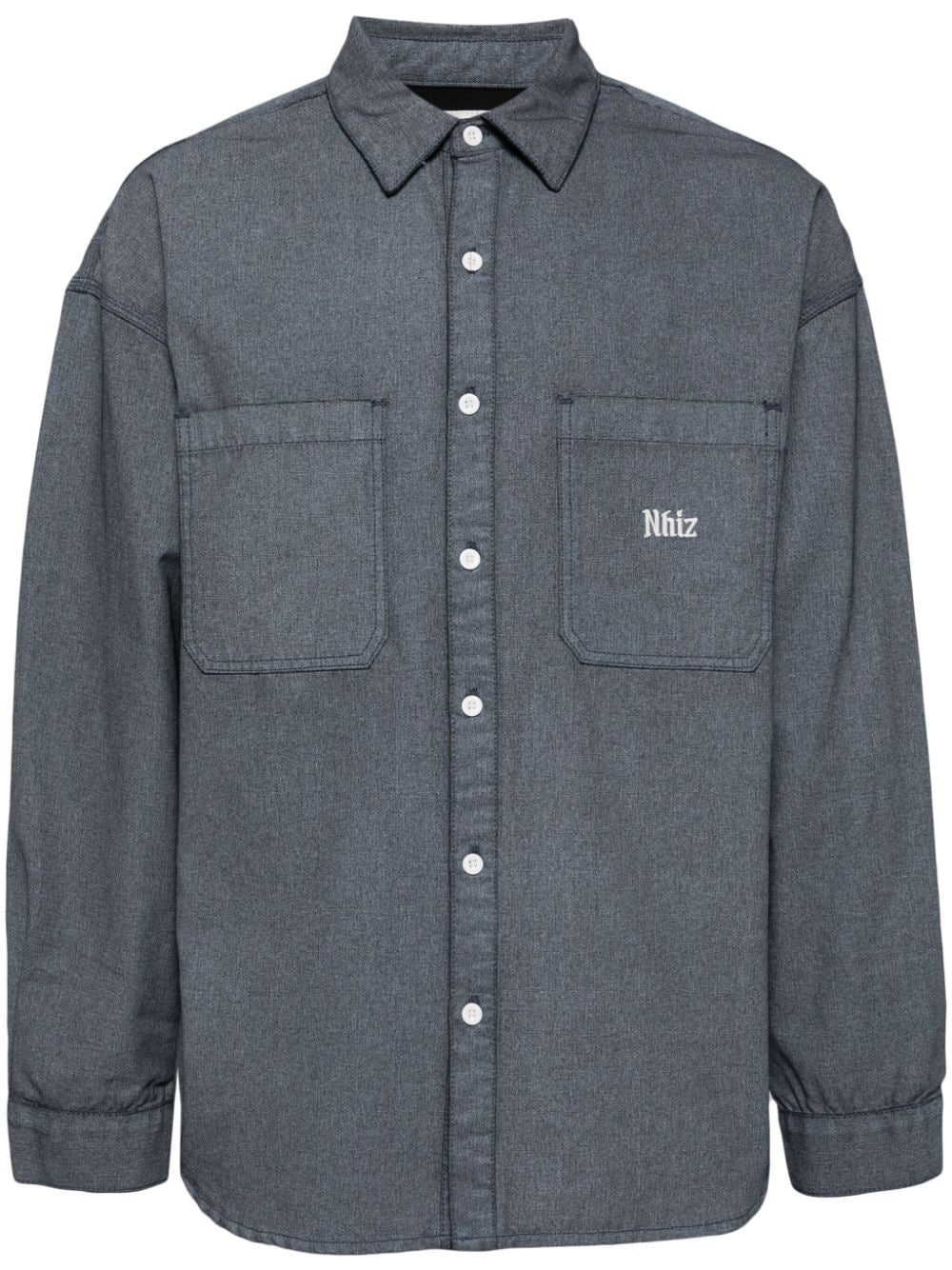 Izzue Embroidered-motif Cotton Shirt In Blue