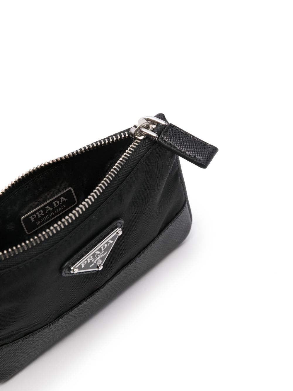 Shop Prada Triangle-logo Coin Purse In Black