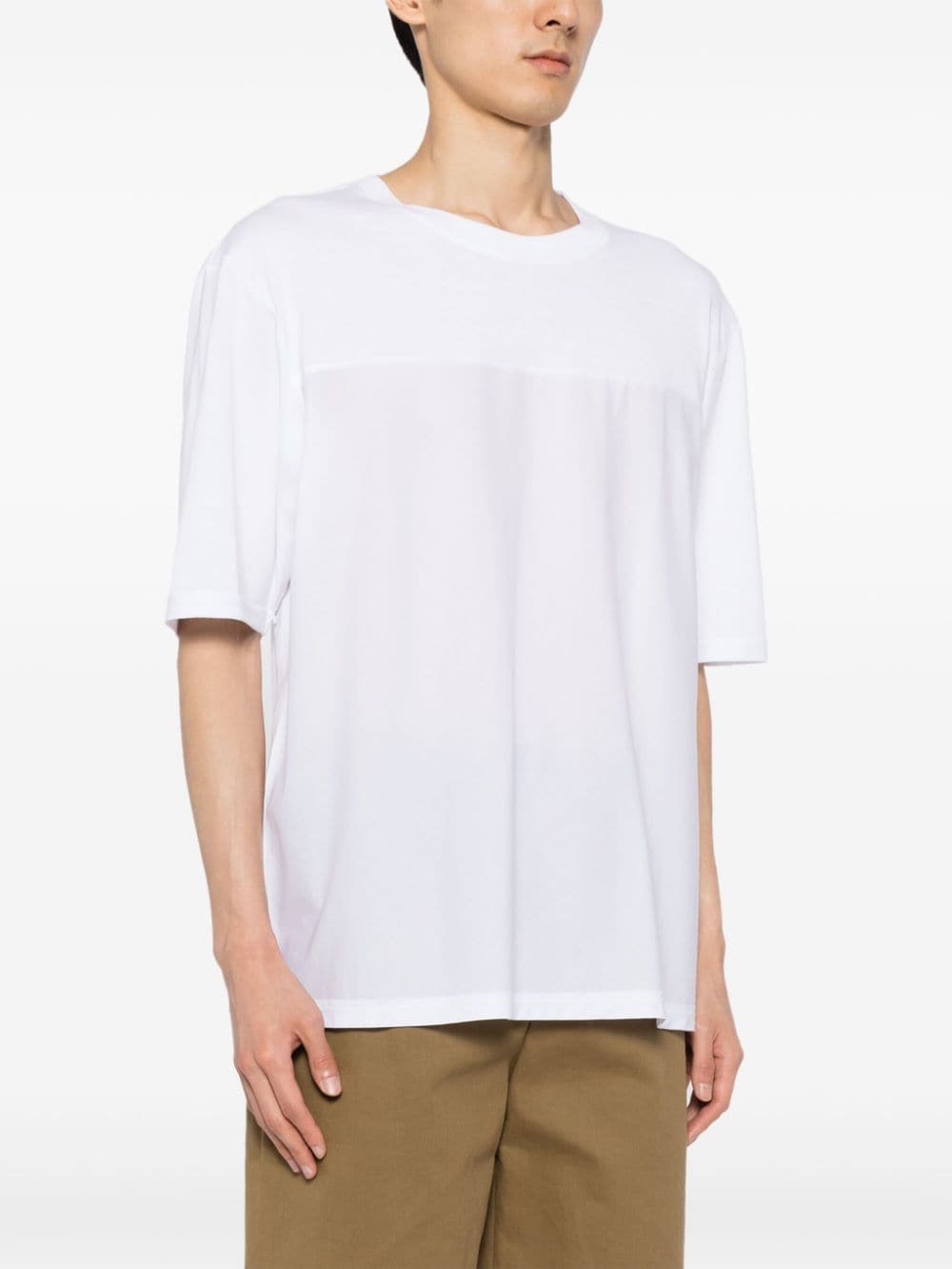 Shop Iro Panelled Cotton T-shirt In 白色