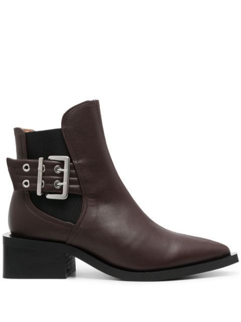 GANNI 45mm buckle-detail leather boots Women