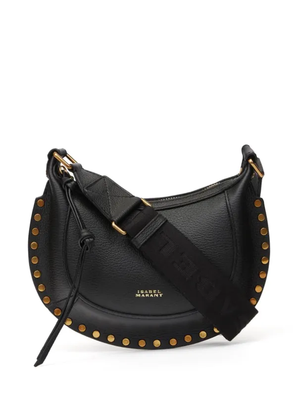 ISABEL MARANT Mini Moon stud embellished Leather Crossbody Bag Black FARFETCH IE