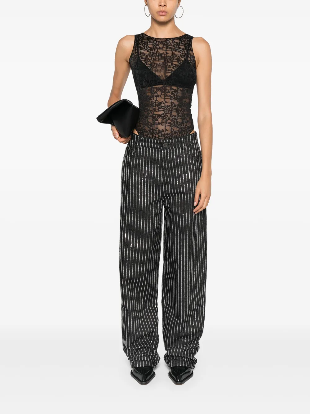 Elisabetta Franchi logo-jacquard bodysuit - Zwart