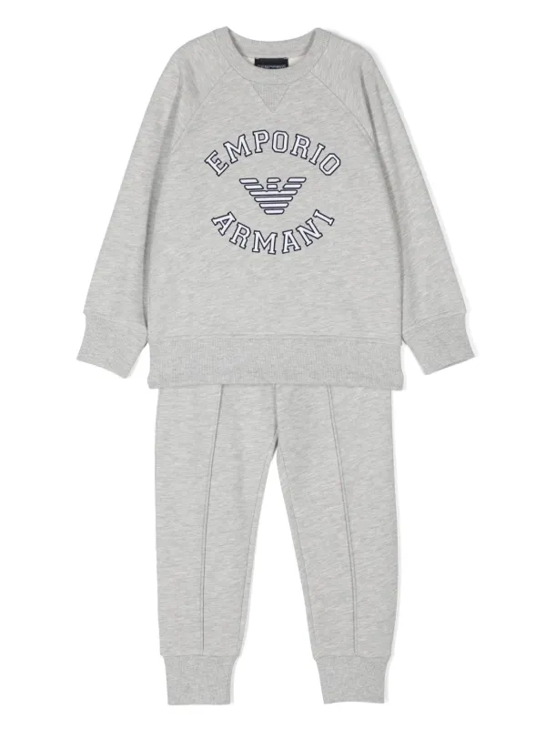 Emporio Armani Kids logo applique Jersey Tracksuit Set of two Grey