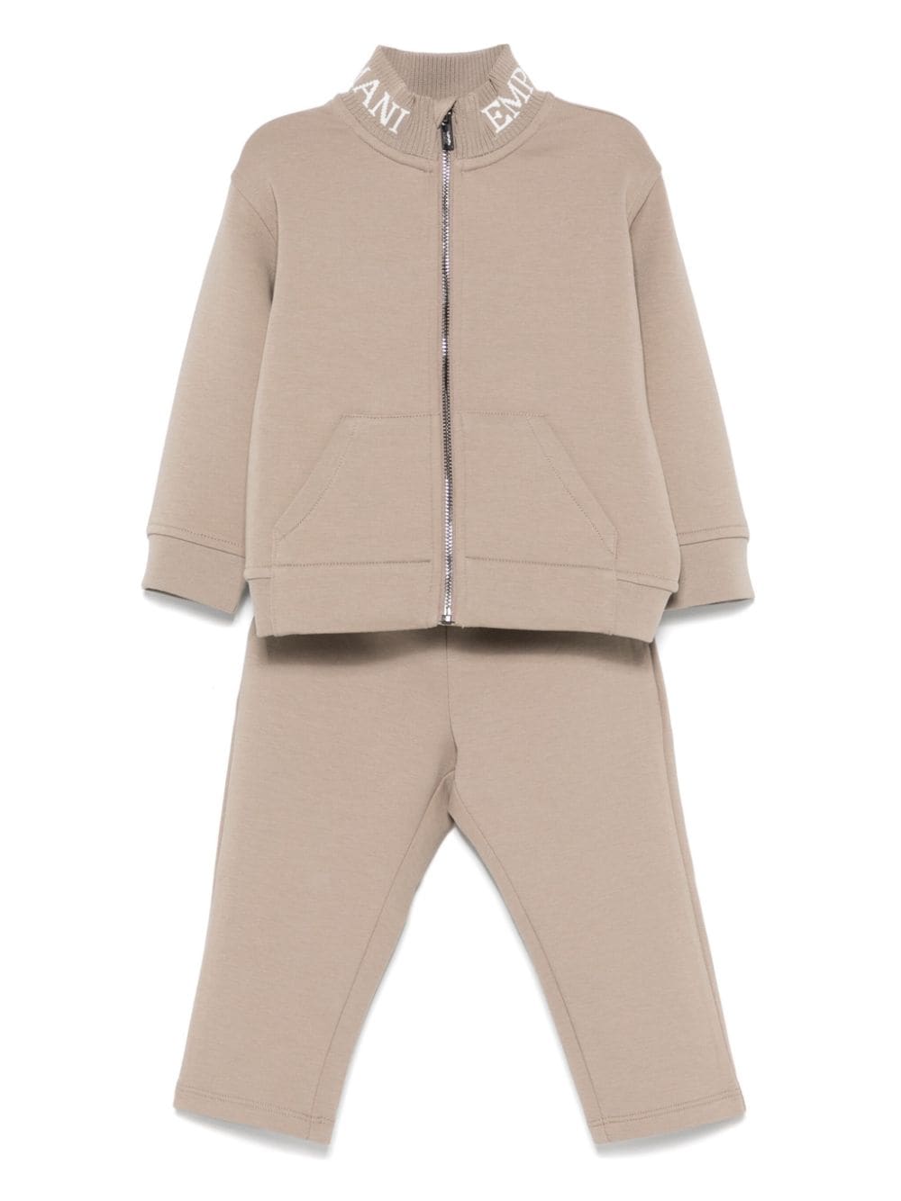 Emporio Armani Kids intarsia-logo tracksuit set - Marrone