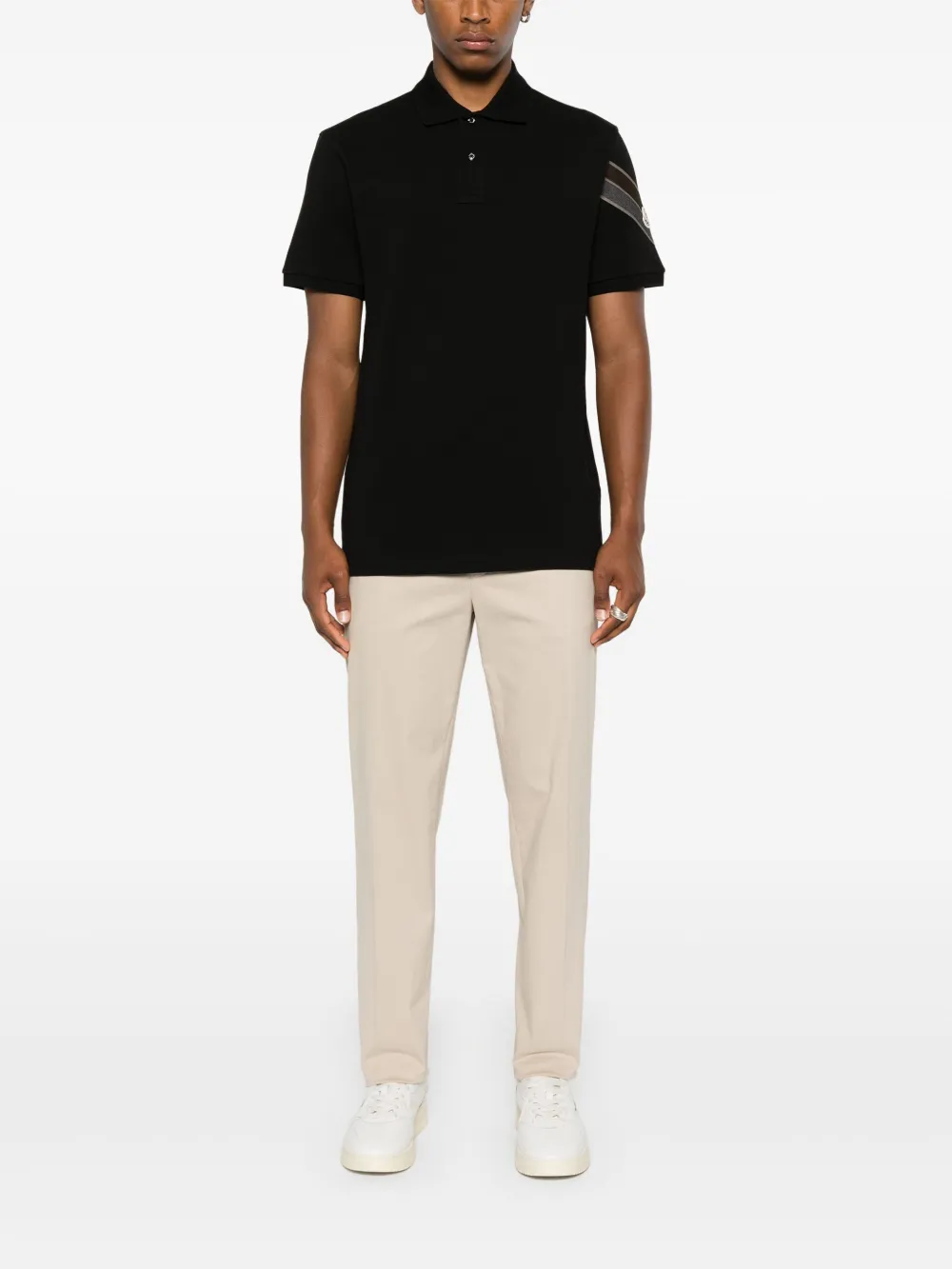 Moncler T-shirt met driekleurige afwerking - Zwart