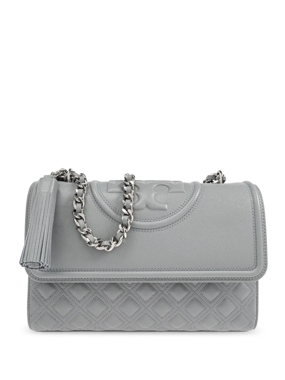 Tory Burch Fleming Shoulder Bag Grey FARFETCH CA