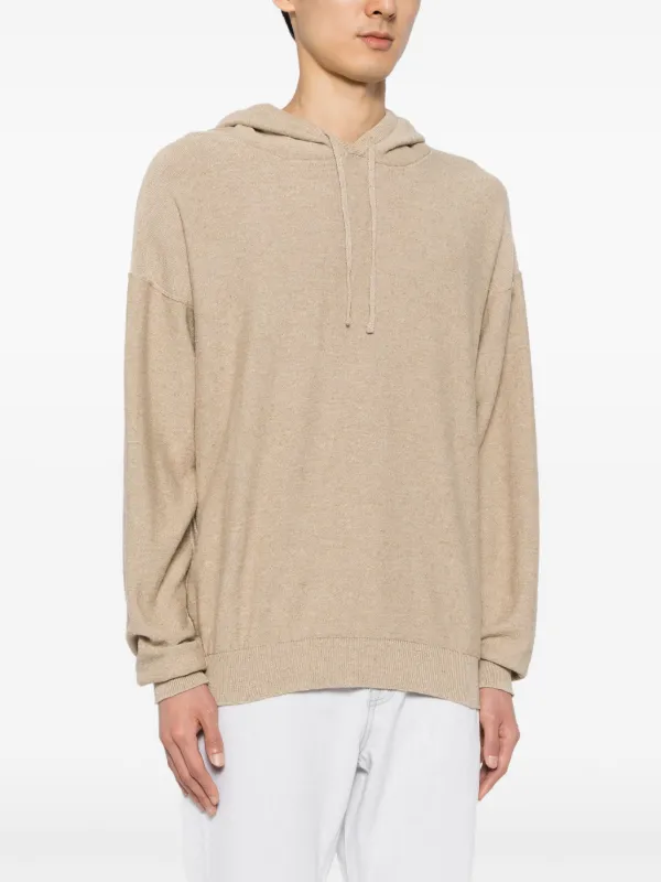 IRO ribbed-edge Knitted Hoodie Neutrals FARFETCH IN