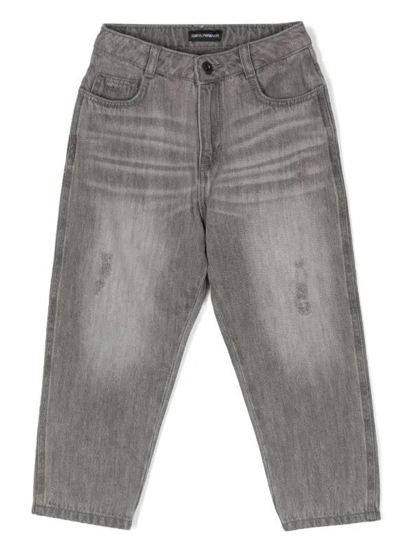 Emporio Armani Kids Distressed Tapered Jeans Farfetch