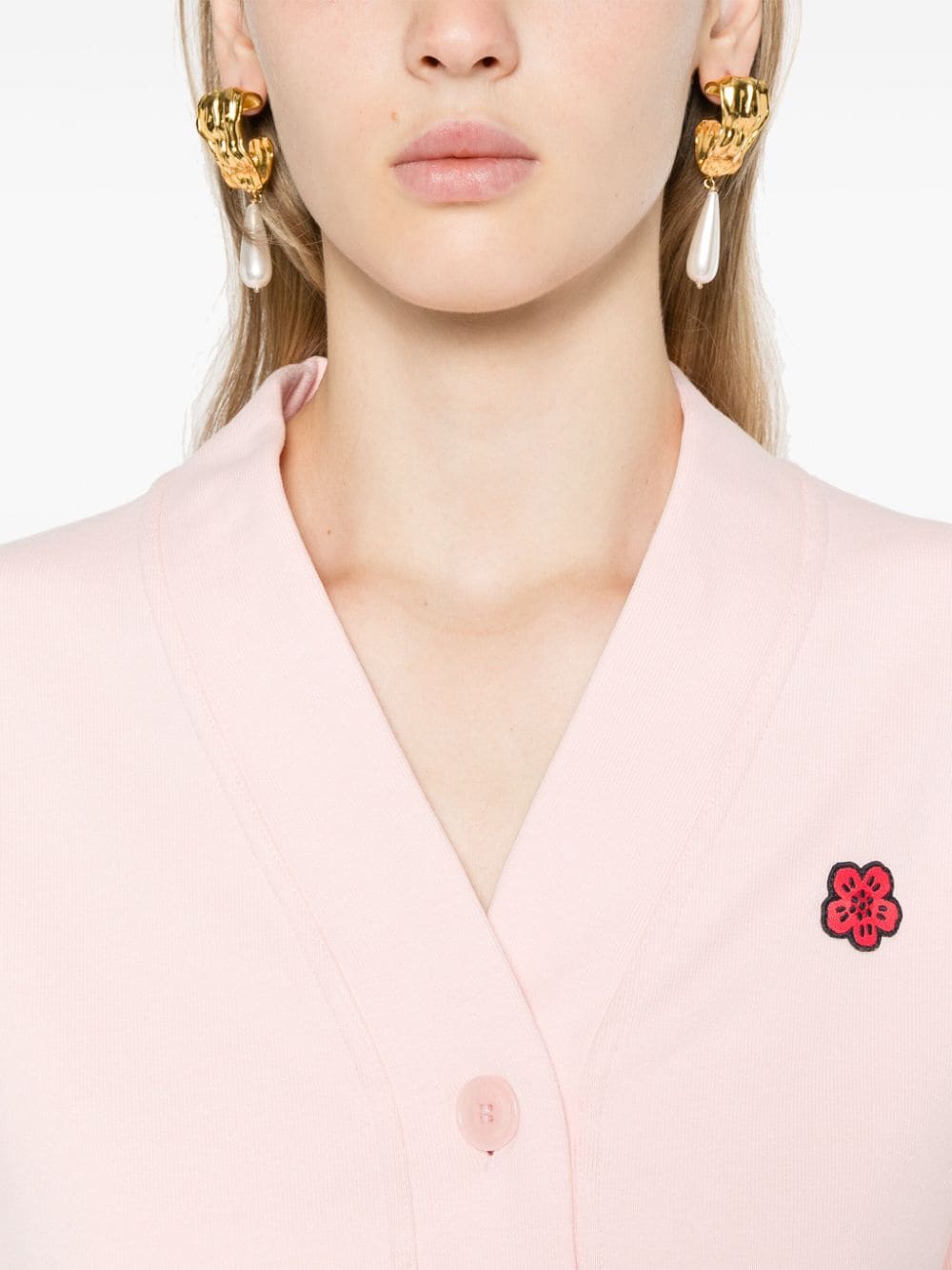 Shop Kenzo Boke Placed Buttoned Sweatshirt In Pink