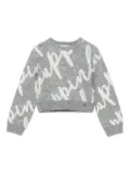 Pinko Kids logo-jacquard sweater - Grey