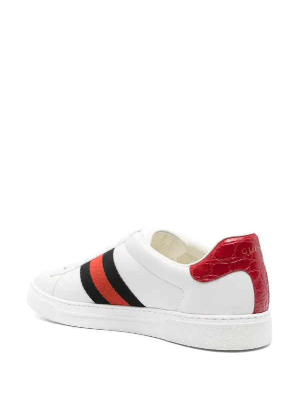 Gucci Ace web trim Leather Sneakers White FARFETCH AU
