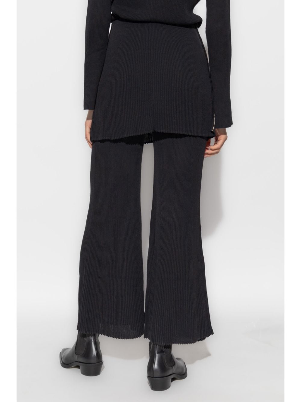 Shop By Malene Birger Bolone Skirted Wide-leg Trousers In Black