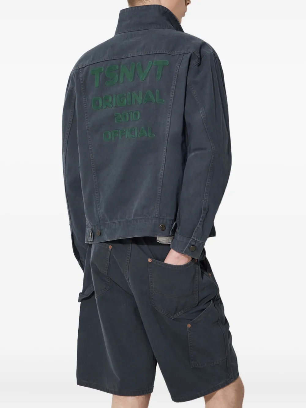This Is Never That Denim jack met knoop Grijs