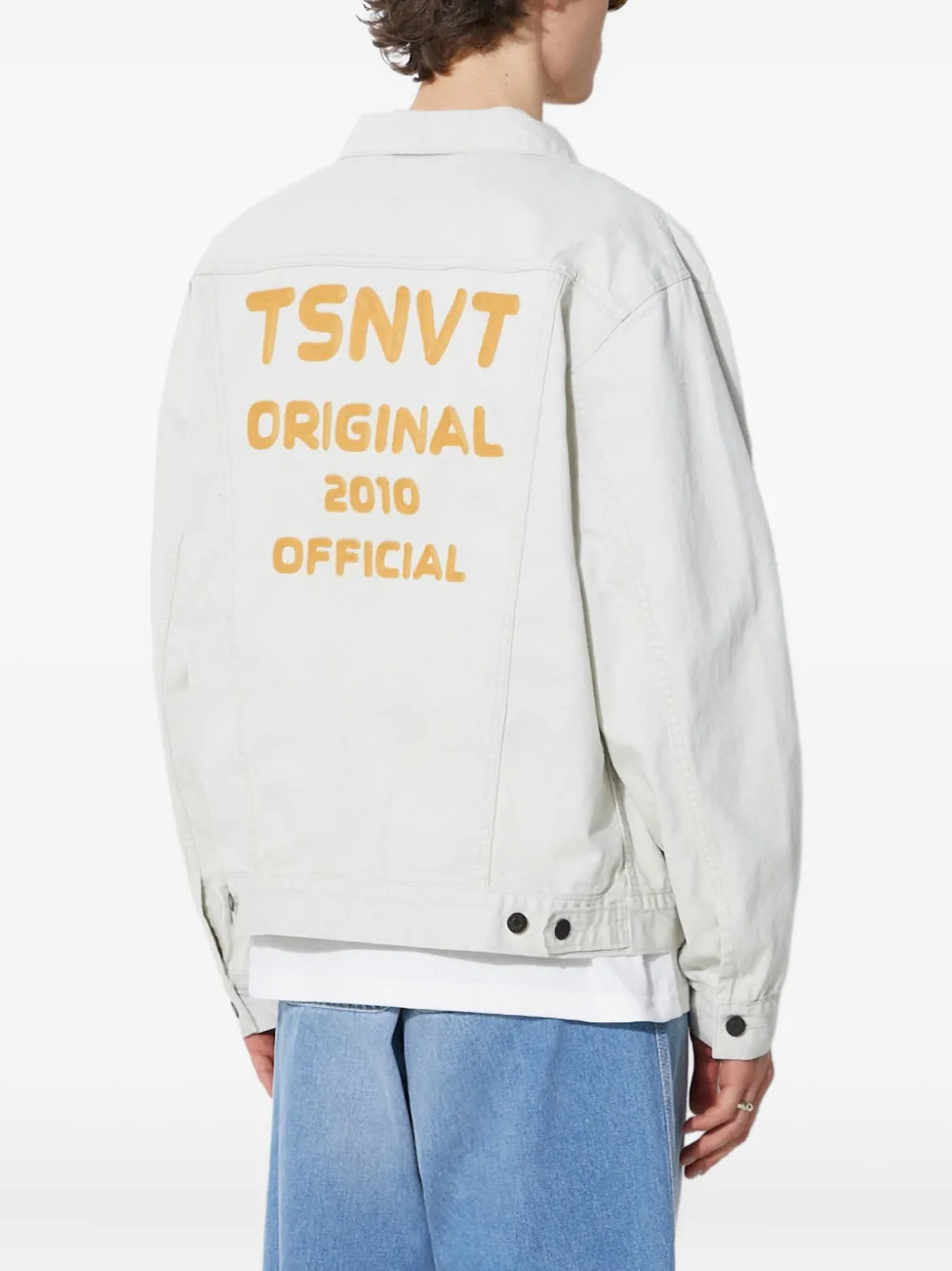 This Is Never That Denim jack met knoop Beige