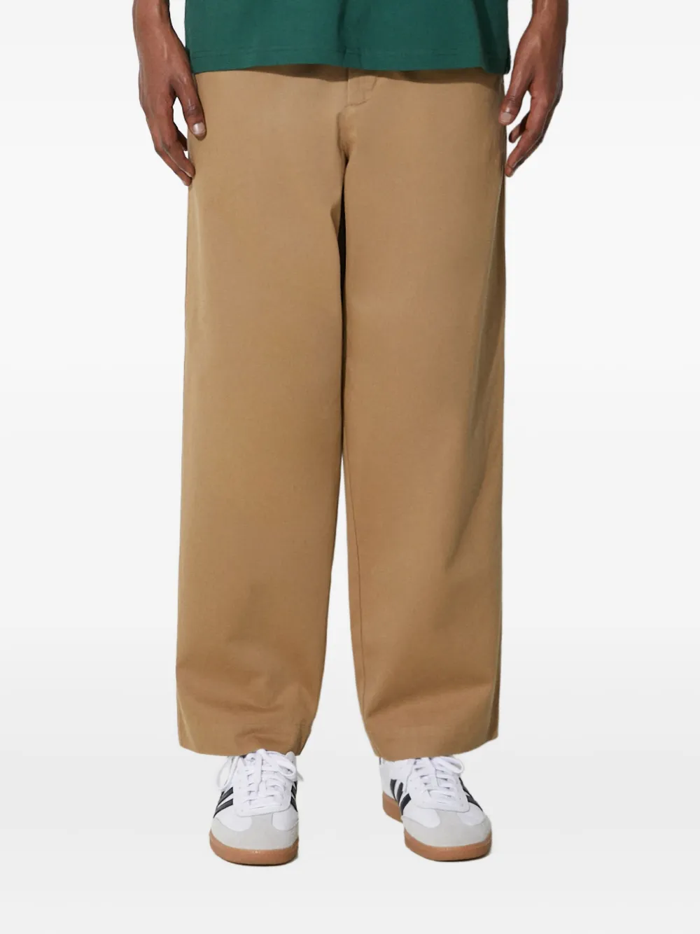 Fred Perry Logo-embroidered Cotton Trousers In Neutral
