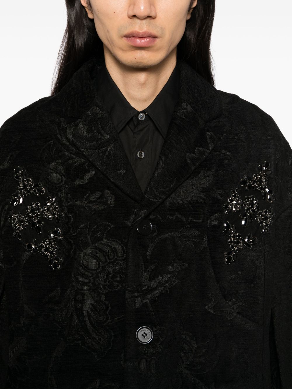 Shop Simone Rocha Embellished Blazer In Black