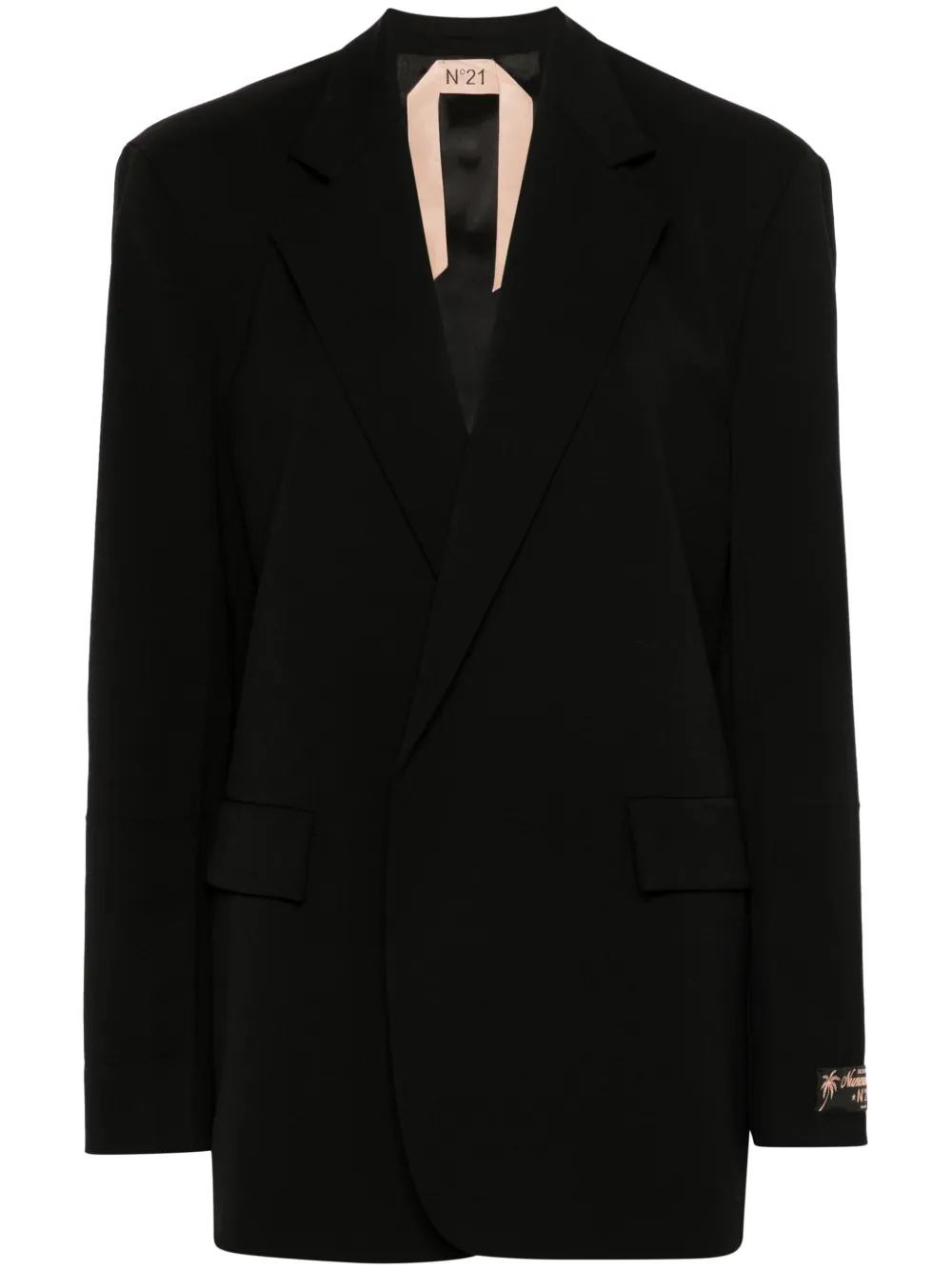 Nº21 logo-patch open-front blazer – Black