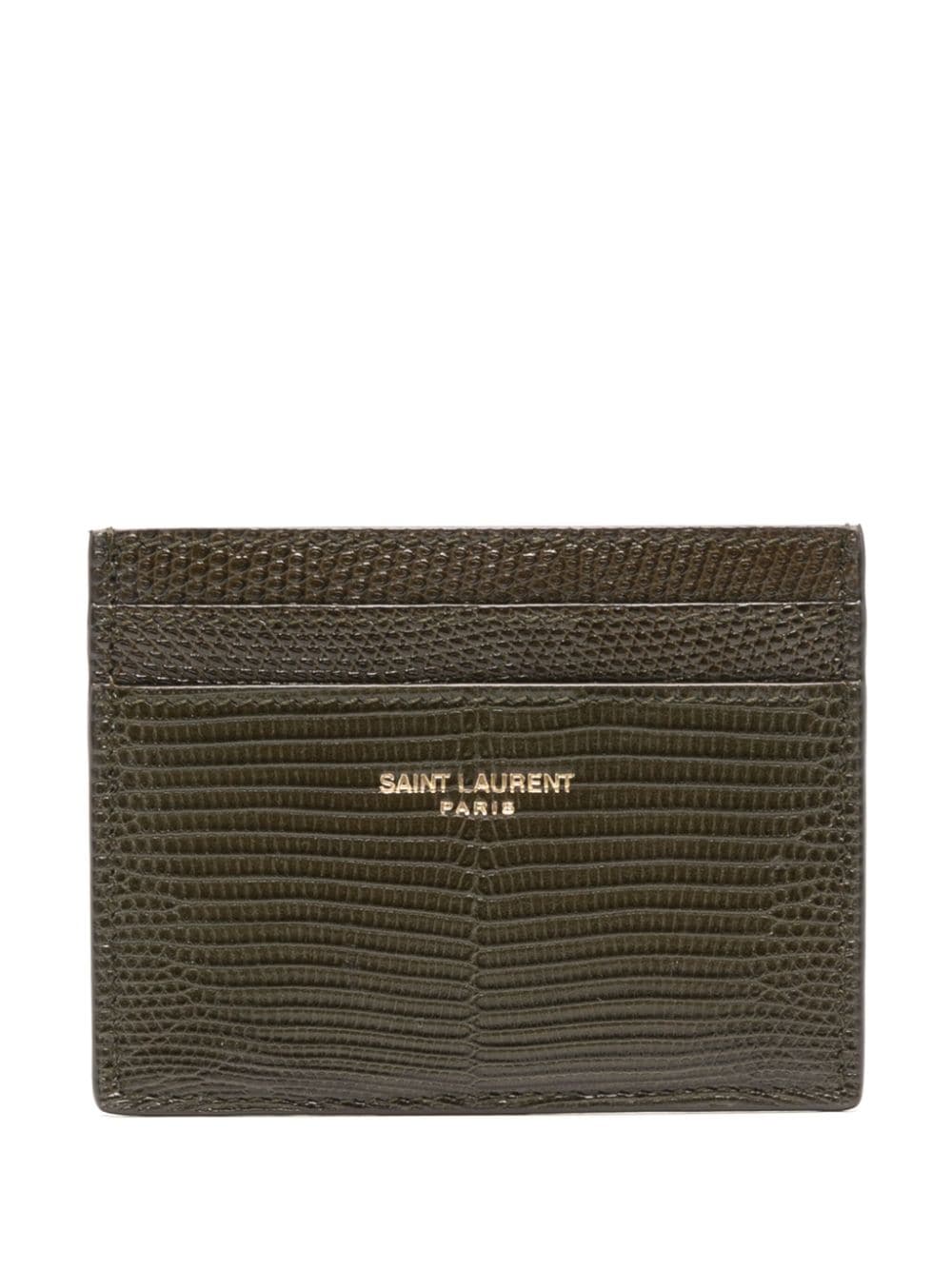 Saint Laurent Logo-stamp Embossed-leather Cardholder In Green