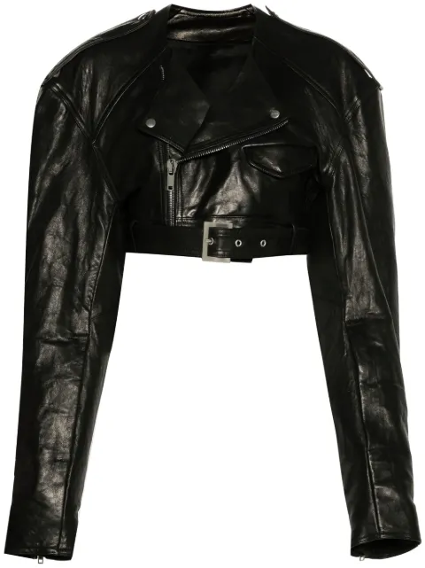 Rick Owens chamarra biker corta sin cuello