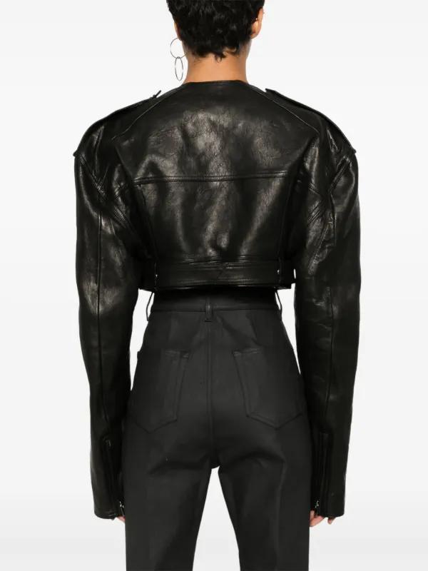 Rick Owens ノーカラー クロップドライダージャケット