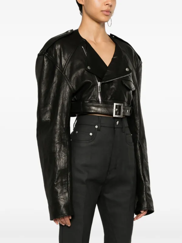 Rick Owens ノーカラー クロップドライダージャケット