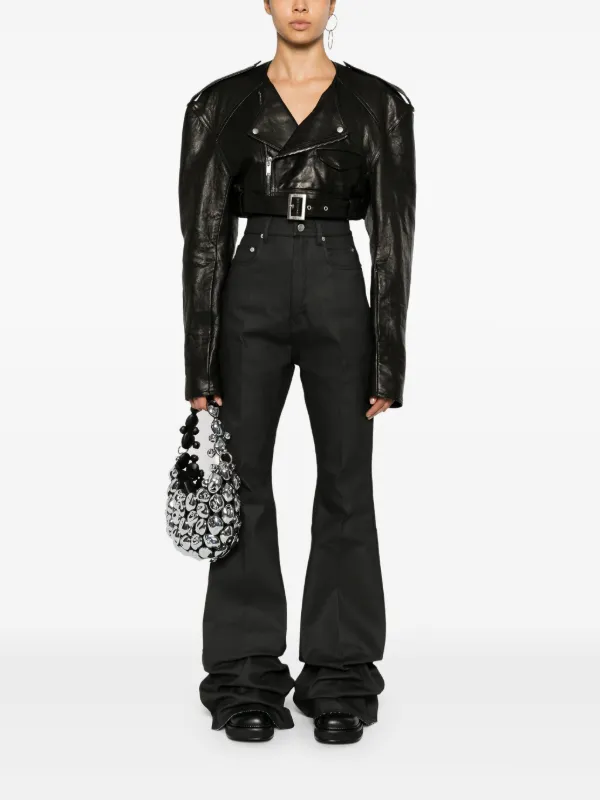 【RICK OWENS】クロップド レザー ジャケット ブラック Rick Owens クロップド レザージャケット | ブラック | FARFETCH JP