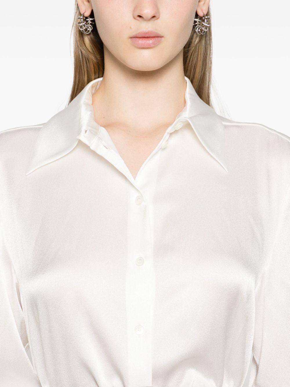 Shop Alberta Ferretti Pointed-collar Shirt In Neutrals