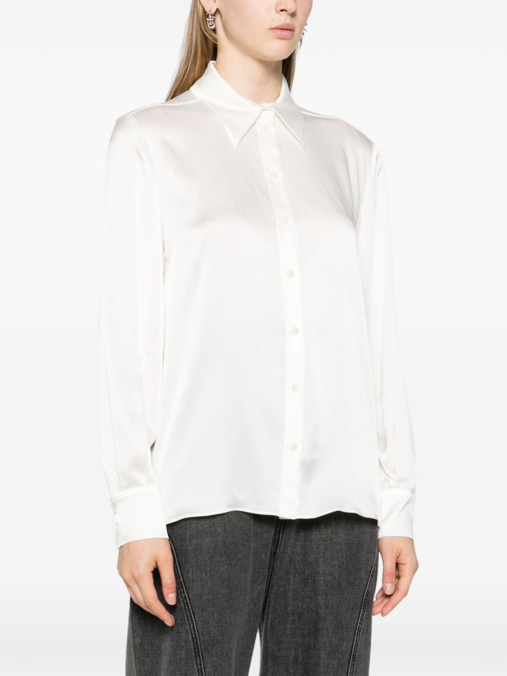 Shop Alberta Ferretti Pointed-collar Shirt In Neutrals