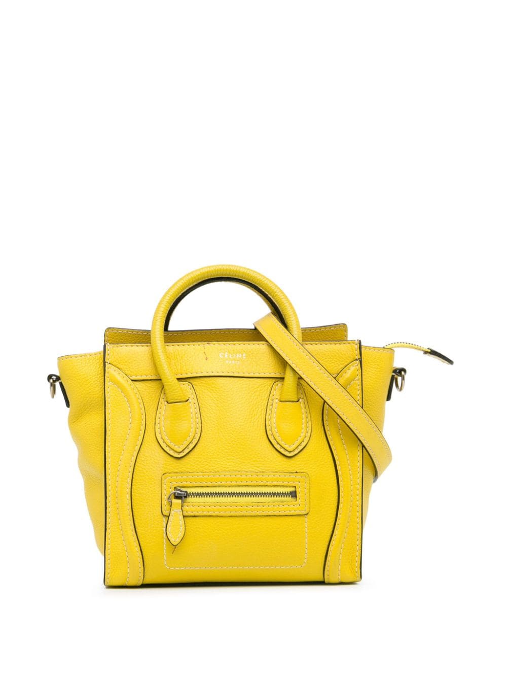 Pre-owned Celine 2012 Nano Luggage Tote Satchel In Yellow