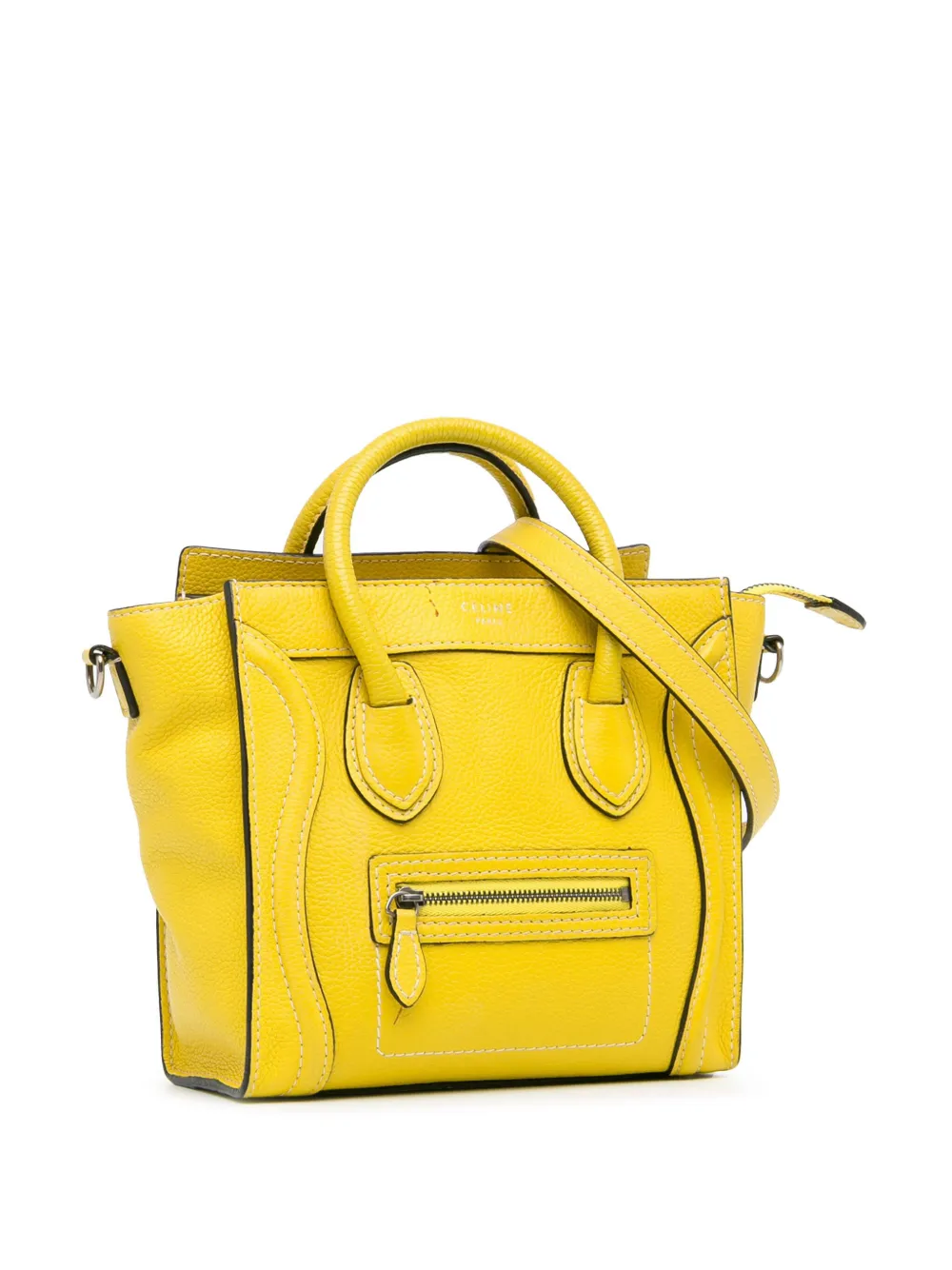 Pre-owned Celine 2012 Nano Luggage Tote Satchel In Yellow