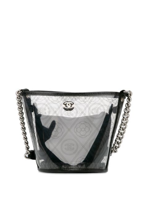 CHANEL 2018 Crumpled Calfskin PVC Camellia bucket bag Women