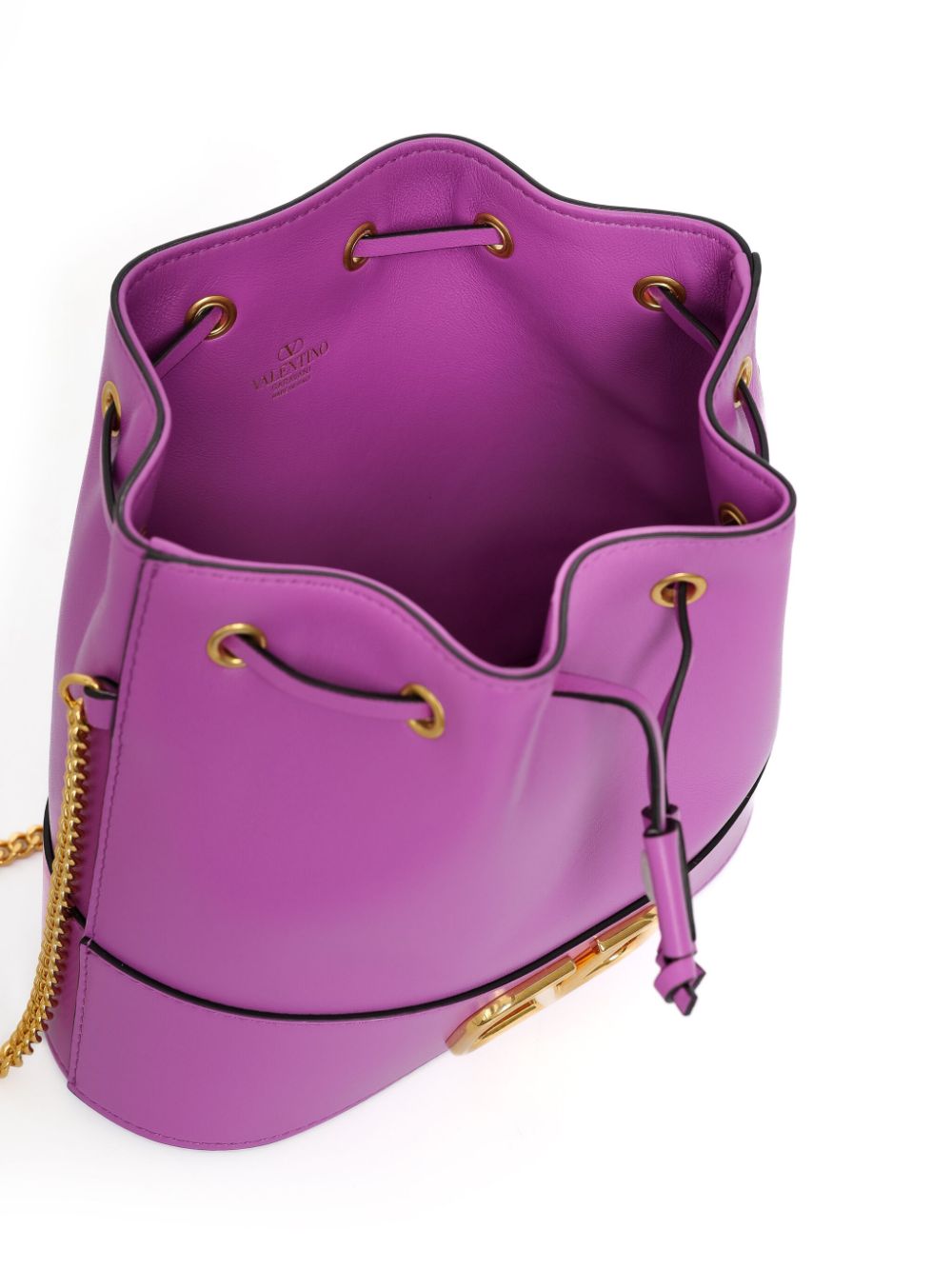 Shop Valentino Vlogo Bucket Shoulder Bag In Purple