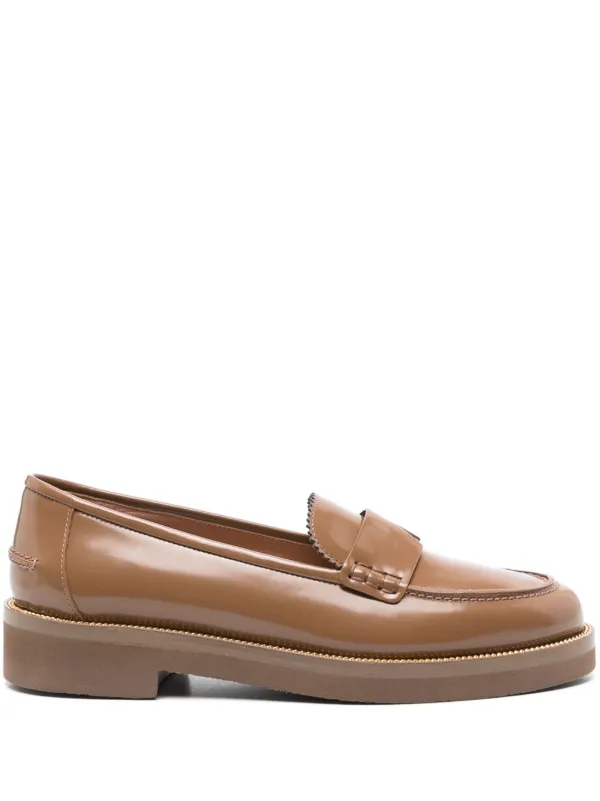 Aquazzura Aqua Leather Loafers Brown FARFETCH IN