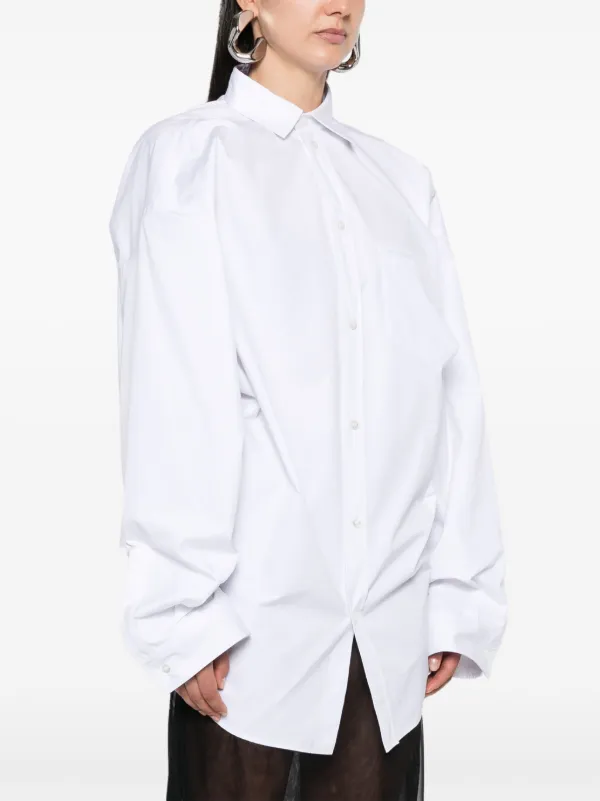 Balenciaga Asymmetric Poplin Shirt White FARFETCH CA