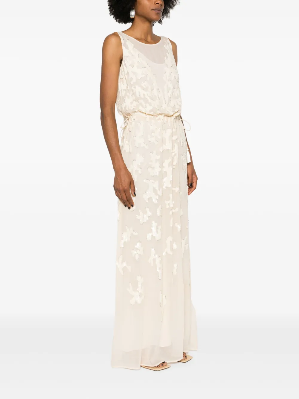 Max Mara Jazz maxi-jurk verfraaid met pailletten Beige