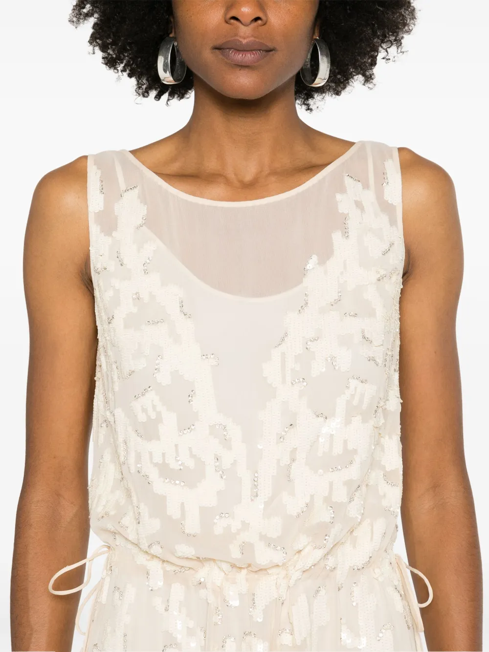 Max Mara Jazz maxi-jurk verfraaid met pailletten Beige